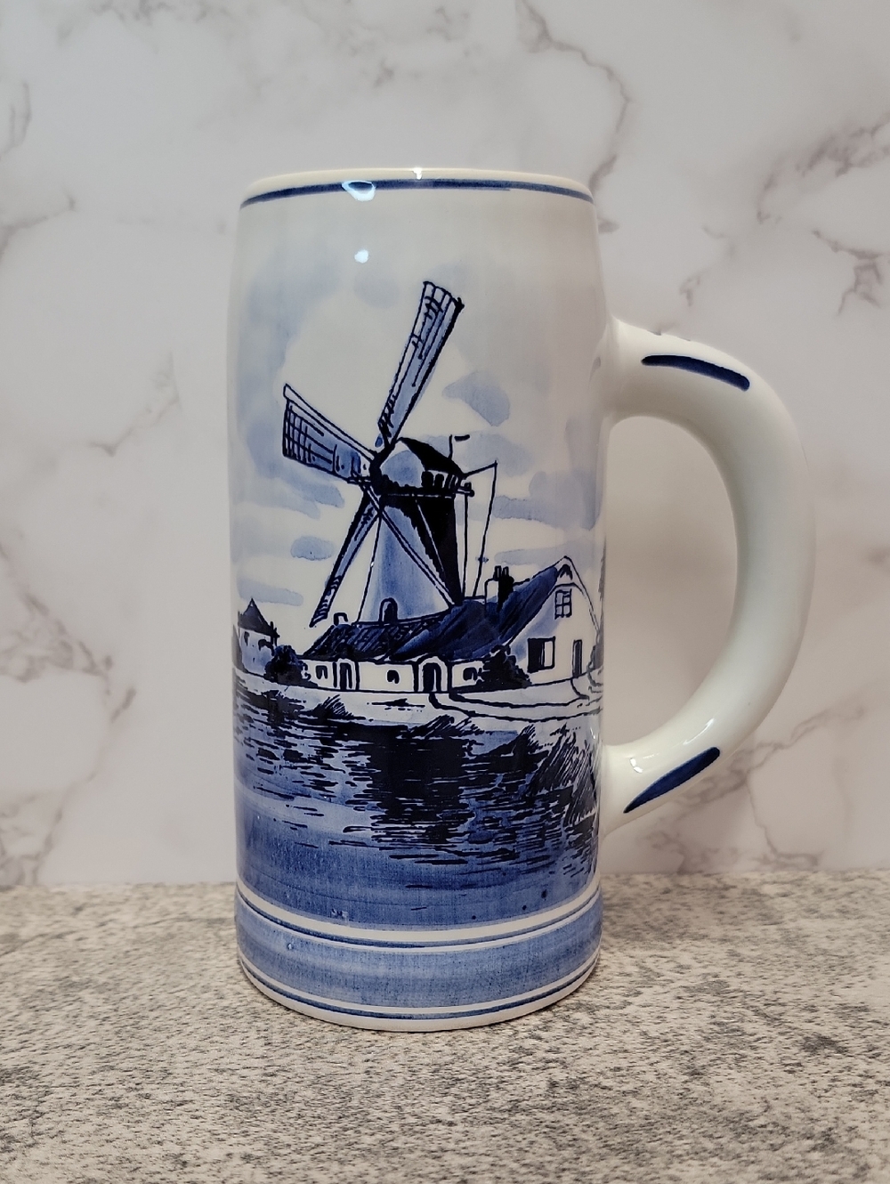 Vintage Delfts Blue Beer Tankard Holland